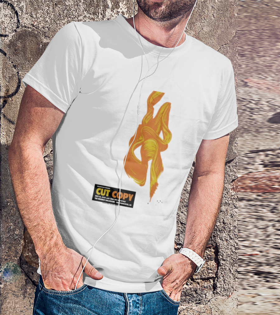 Cut Copy San Francisco November 13 2025 Concert Orange Yellow Flame Artwork T-Shirt