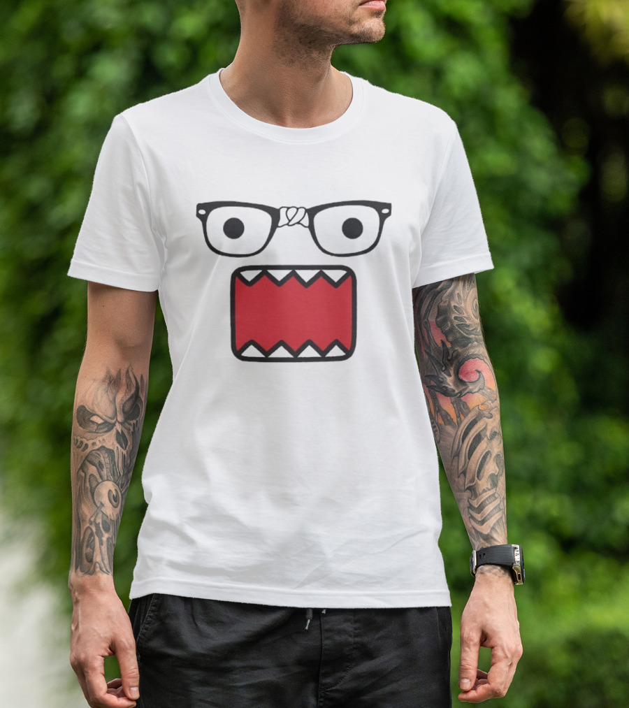 Domokun Red Mouth Nerd Glasses Classic Icon T-Shirt
