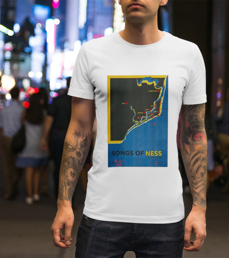 Hayden Thorpe Songs Of Ness Map Art A3 Ltd Edition 100 T-Shirt