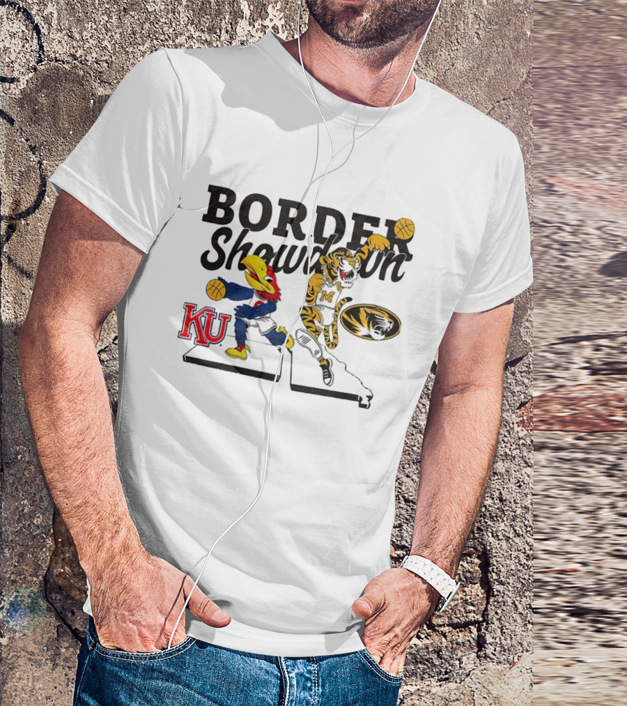 KU Jayhawks Vs Mizzou Tigers Border Showdown Basketball Mascots T-Shirt