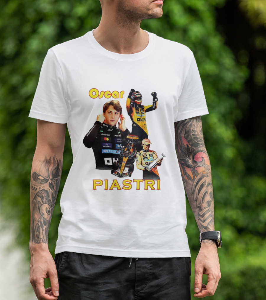 Oscar Piastri Formula 1 Racing Driver Montage T-Shirt