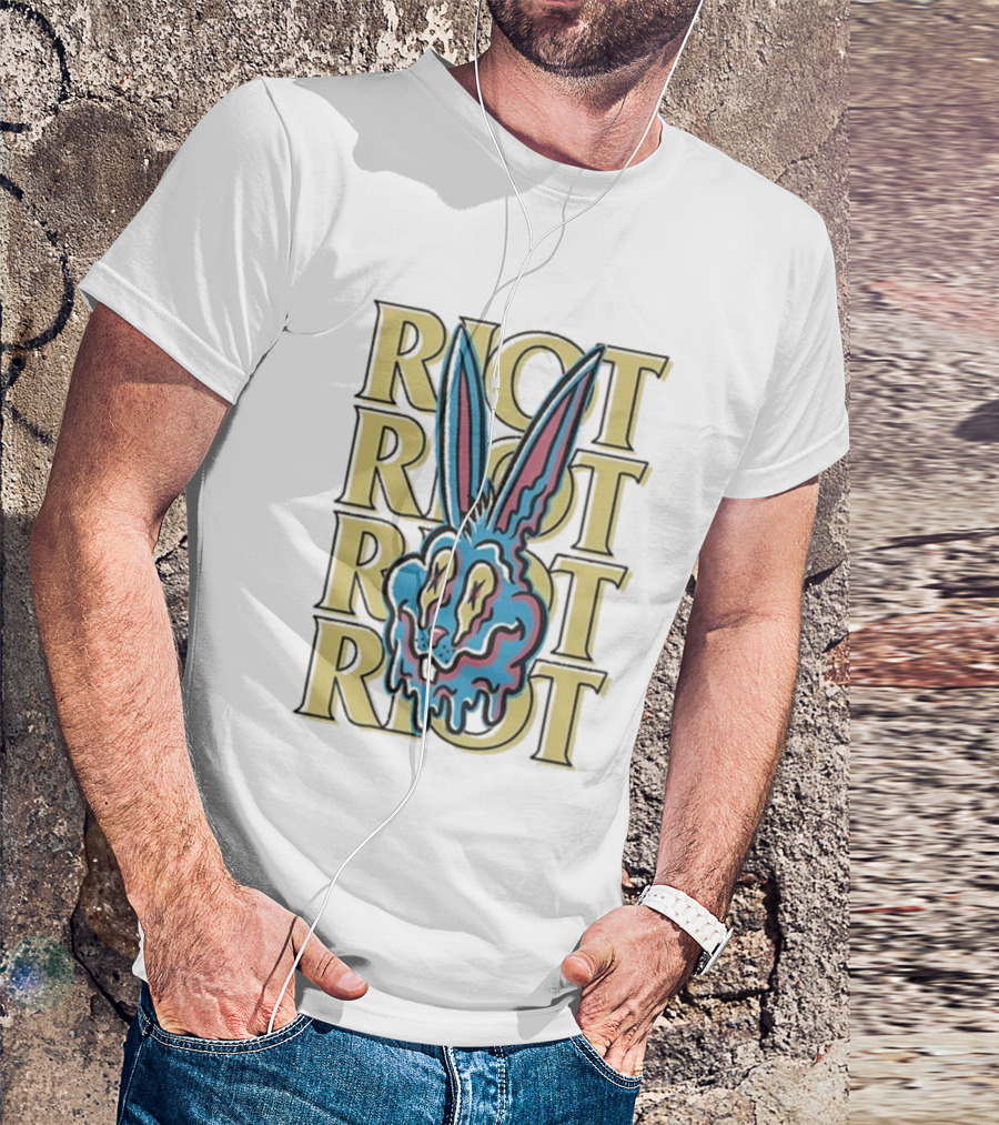 Riot Fest Bunny Dripping Psychedelic Graphic Art T-Shirt