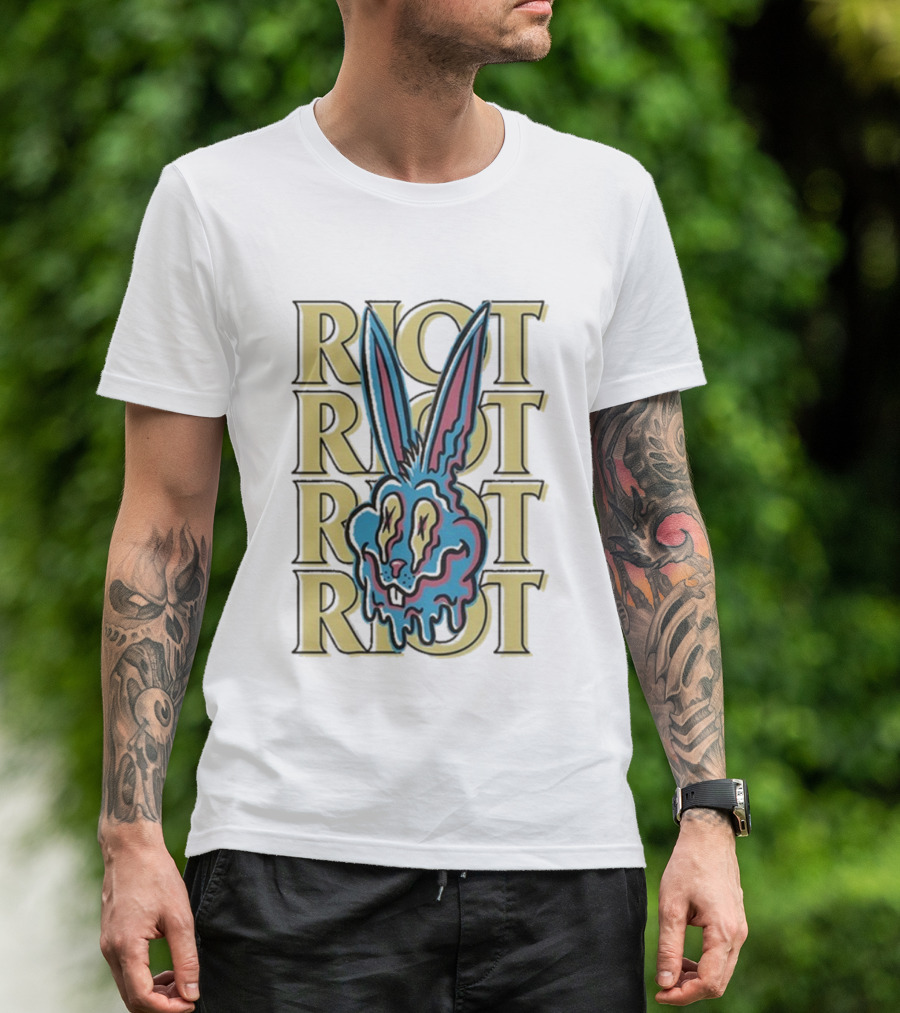 Riot Fest Bunny Dripping Psychedelic Graphic Art T-Shirt