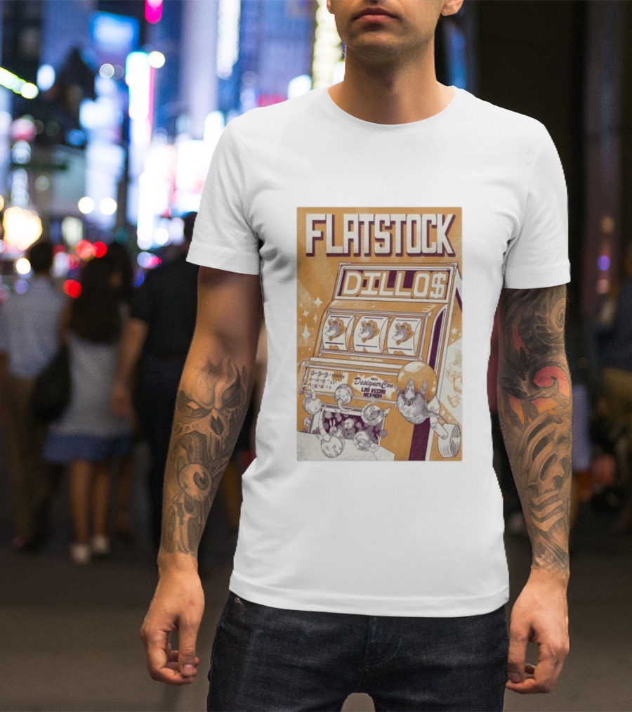 Flatstock Dillos 2025 Las Vegas Nevada DesignerCon Slot Machine Pangolin T-Shirt
