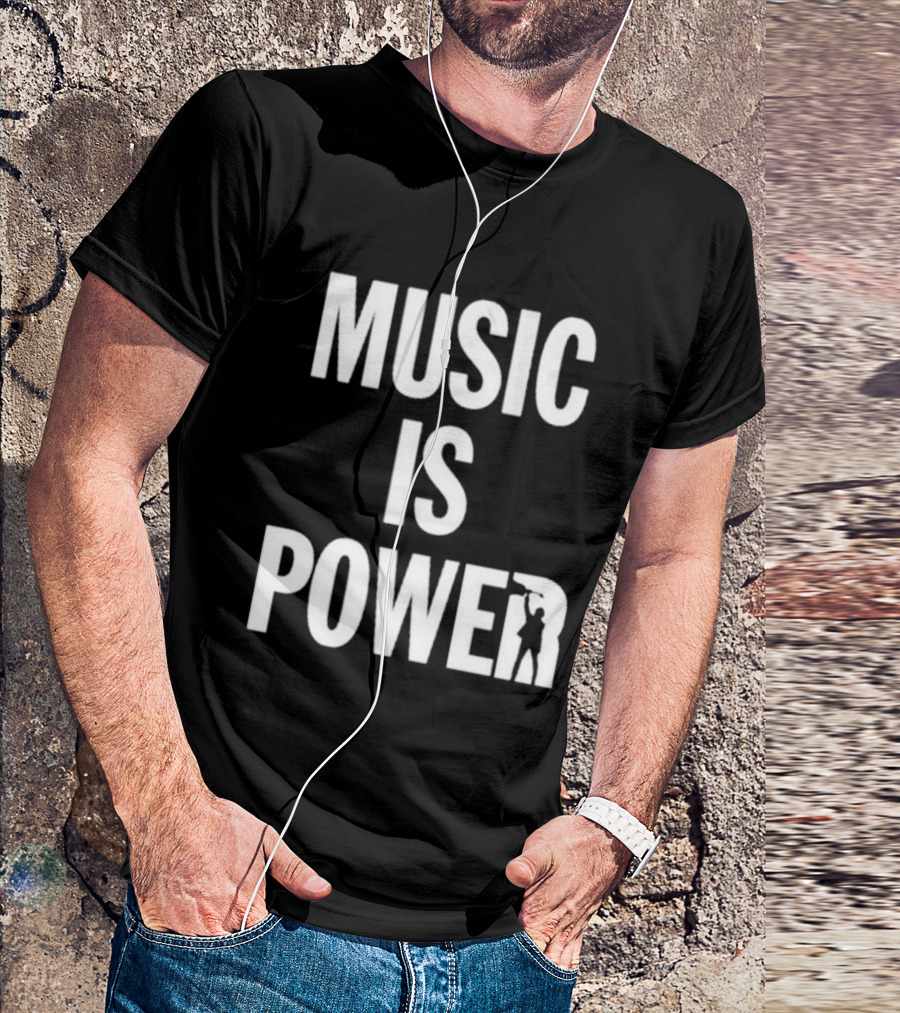 MUSIC IS POWER Richard Ashcroft Holding Guitar T-Shirt