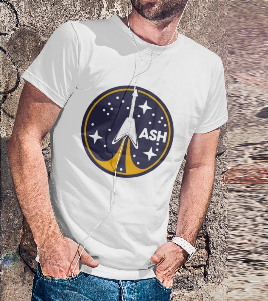 ASH Flying V Rocket Guitar Space Stars T-Shirt