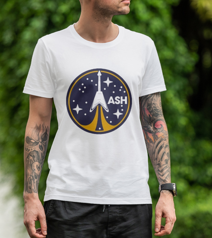 ASH Flying V Rocket Guitar Space Stars T-Shirt