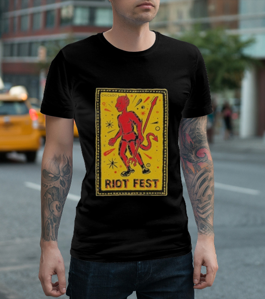 Riot Fest Chicago Chema Devil Retro Yellow Black Red T-Shirt