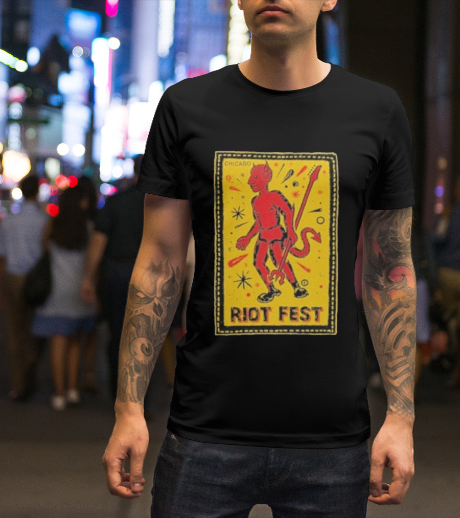 Riot Fest Chicago Chema Devil Retro Yellow Black Red T-Shirt