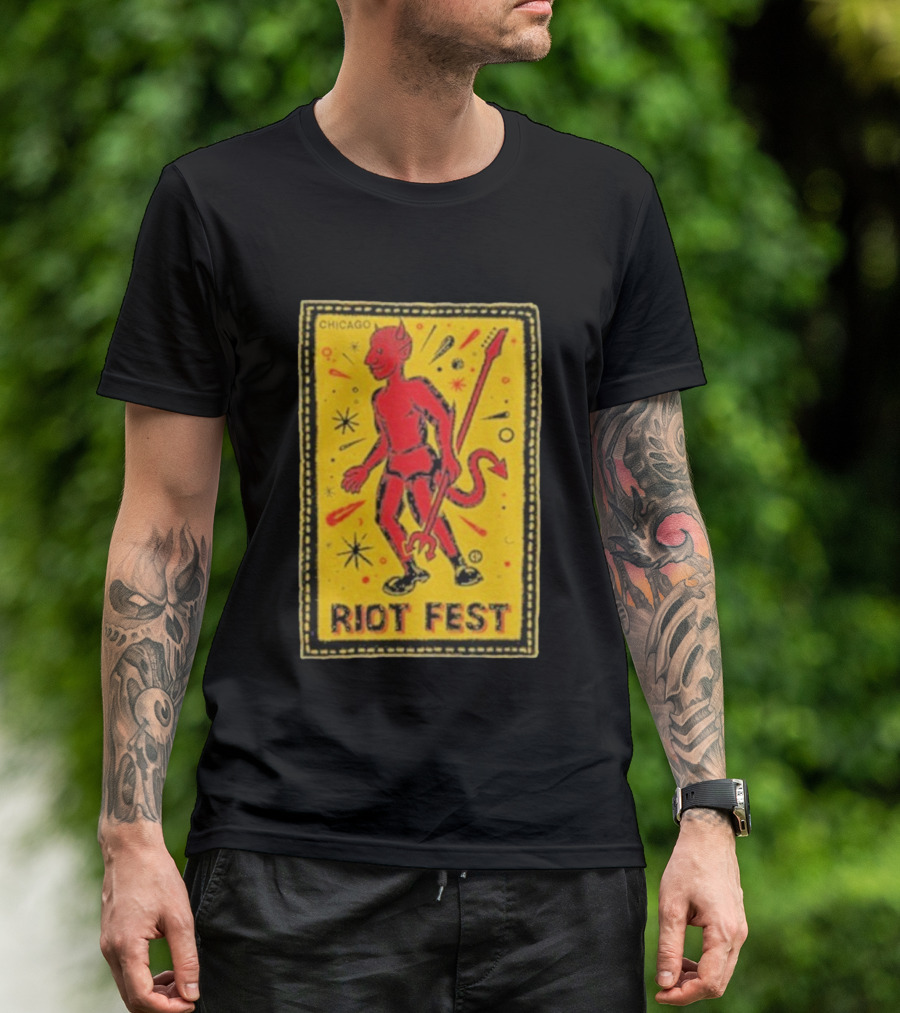 Riot Fest Chicago Chema Devil Retro Yellow Black Red T-Shirt