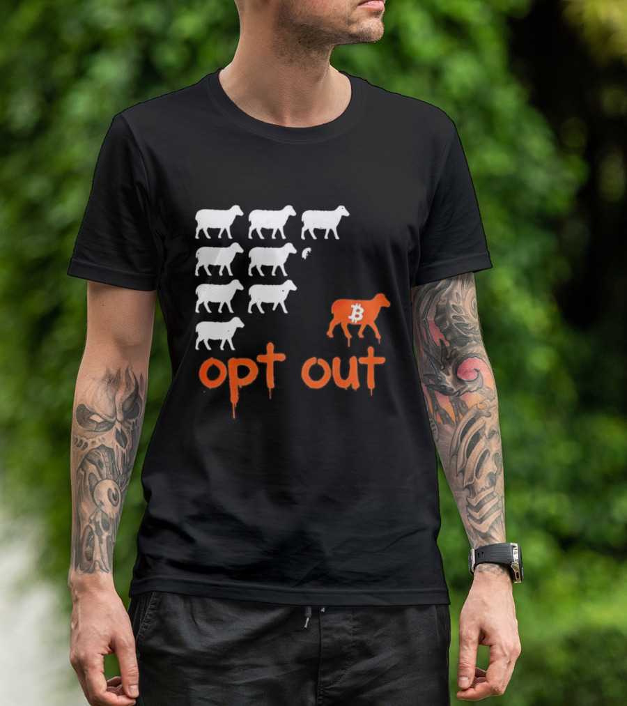Bitcoin Opt Out Sheep Herd Graphic T-Shirt