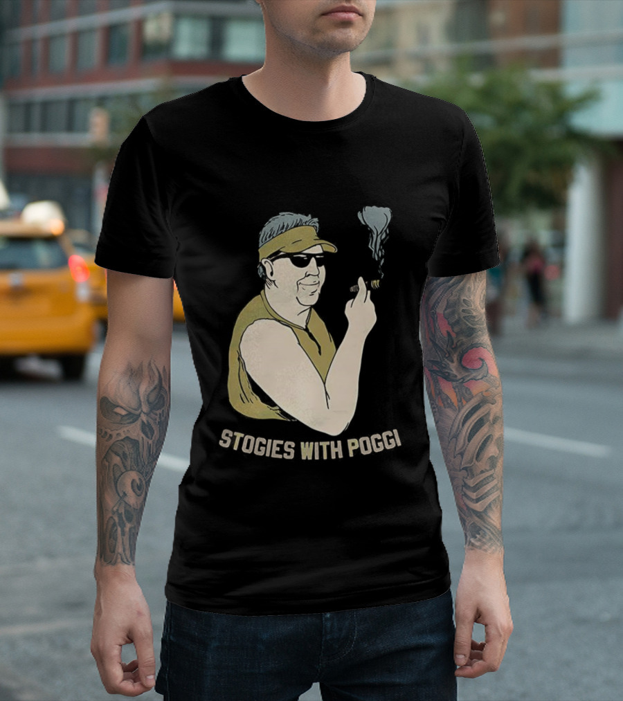 Stogies With Poggi Biff Poggi Smoking Cigar Artwork T-Shirt