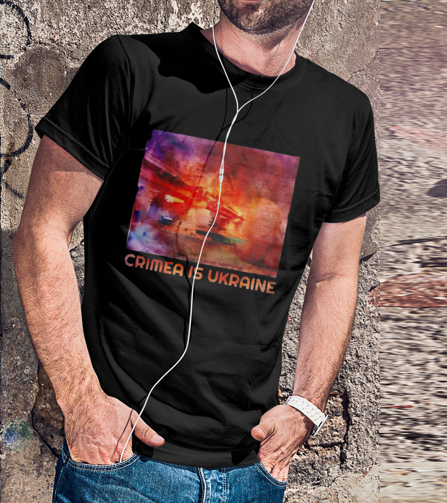 Crimea Is Ukraine Watercolor Bridge Explosion Imagery T-Shirt