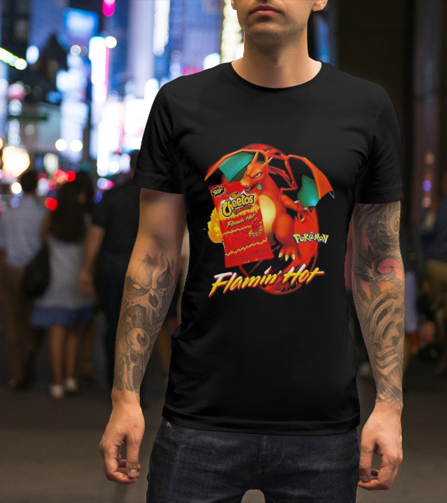 Flamin’ Hot Cheetos Charizard Pokémon Crossover T-Shirt