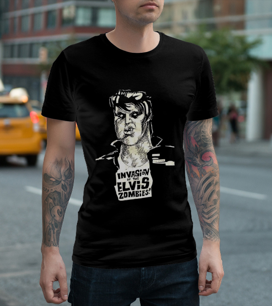 Gary Panter Invasion Elvis Zombies Sketch Art T-Shirt
