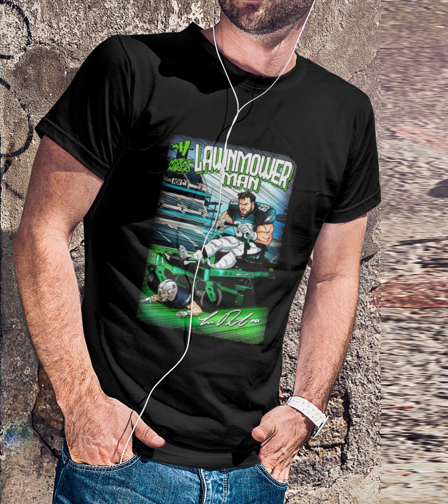 Landon Dickerson Philadelphia Eagles Lawnmower Man Historical Makers Comic Signature T-Shirt