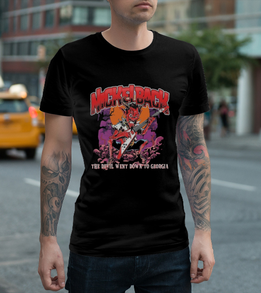 Nickelback The Devil Went Down To Georgia Devil Playing Guitar T-Shirt
