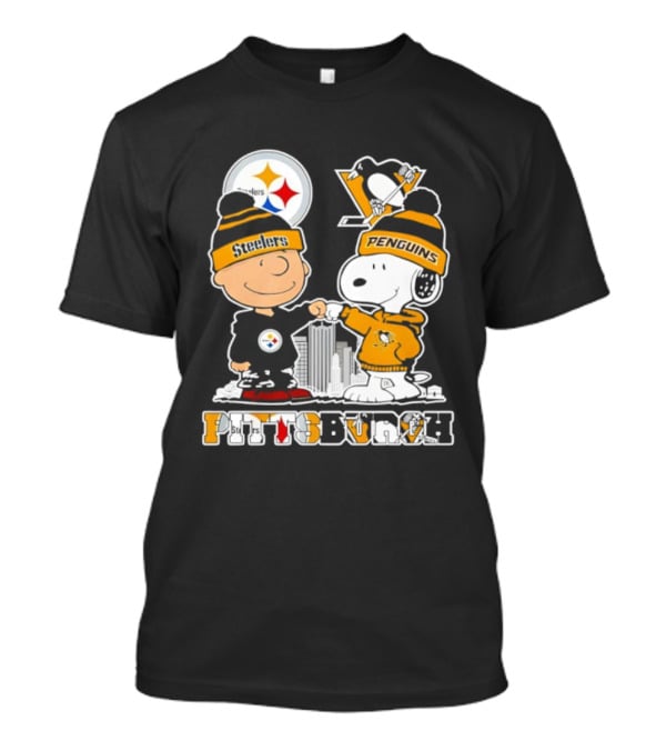Pittsburgh Steelers Penguins Snoopy Charlie Brown Commemorative Sports Fan Graphic T-Shirt