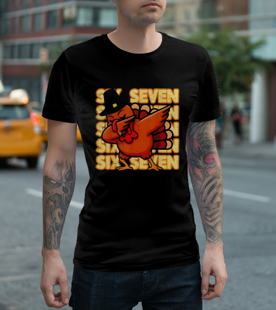Thanksgiving Turkey Dab Meme Six Seven 67 Funny T-Shirt