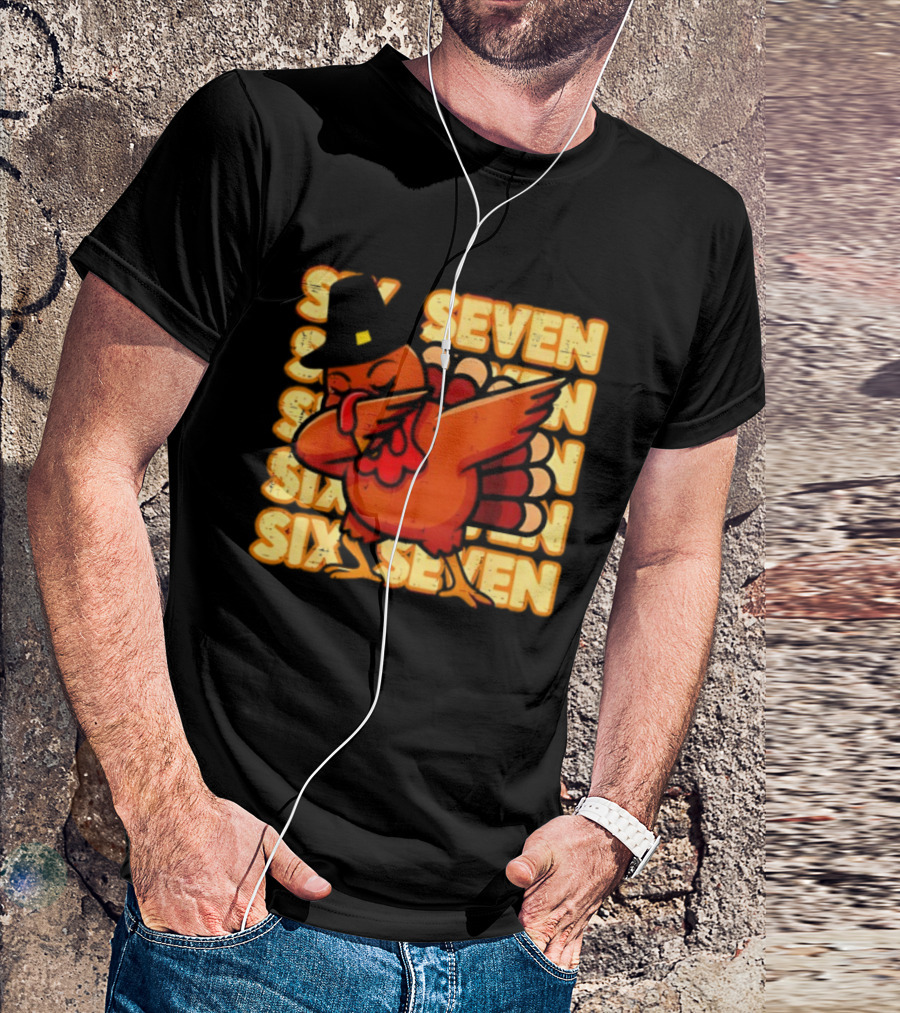 Thanksgiving Turkey Dab Meme Six Seven 67 Funny T-Shirt