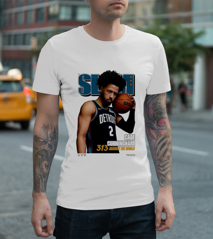Slam Cade Cunningham Detroit Pistons 313 Against The World T-Shirt