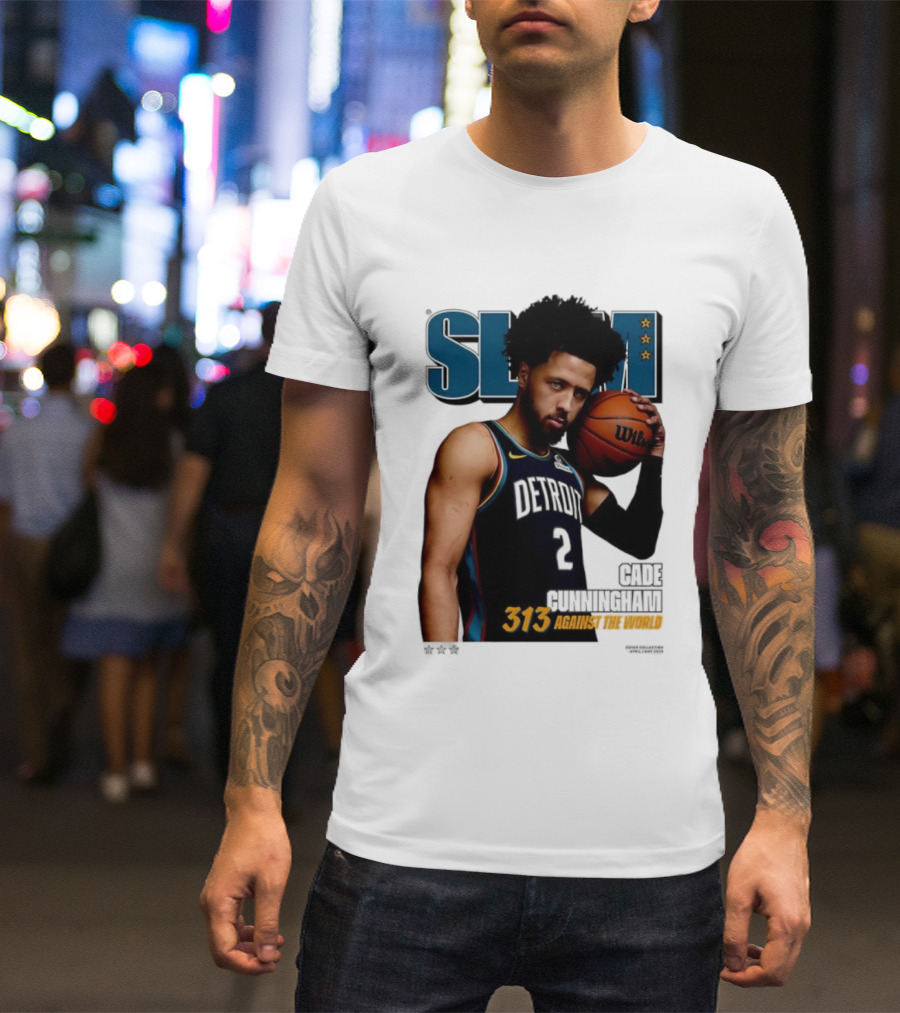 Slam Cade Cunningham Detroit Pistons 313 Against The World T-Shirt