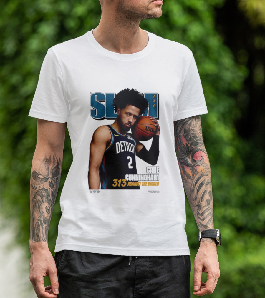 Slam Cade Cunningham Detroit Pistons 313 Against The World T-Shirt