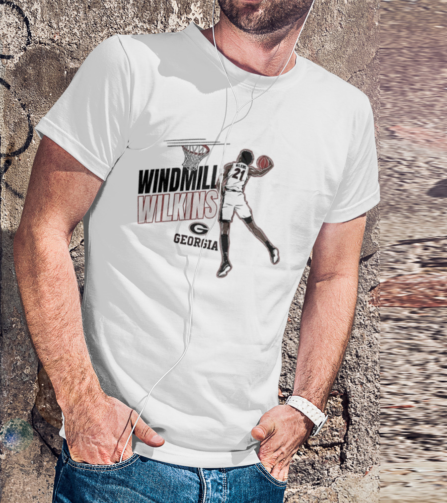 Windmill Wilkins Georgia Basketball Cartoon Iconic Slam Dunk T-Shirt