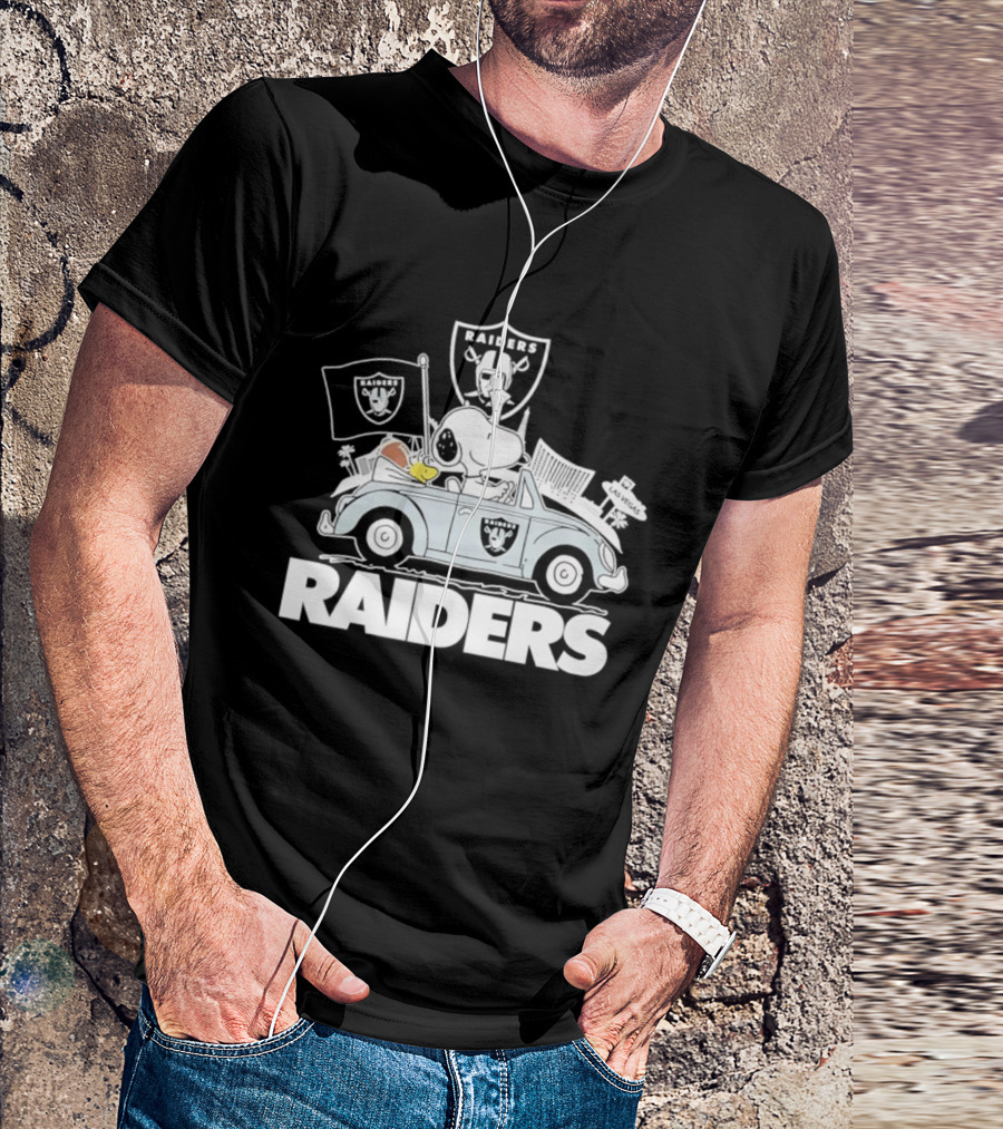 Peanuts Las Vegas Raiders Welcome To The Pound Driving Car Raiders Football Snoopy T-Shirt