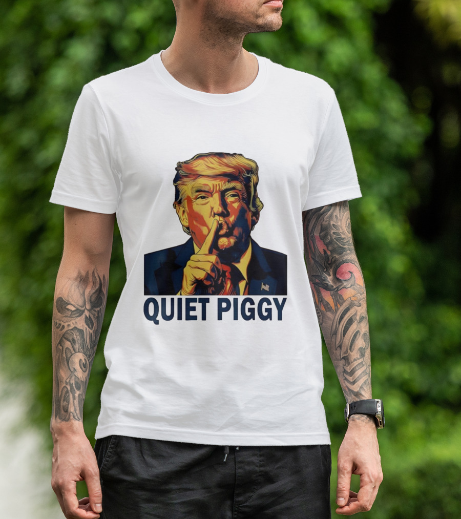 QUIET PIGGY Shushing Gesture T-Shirt