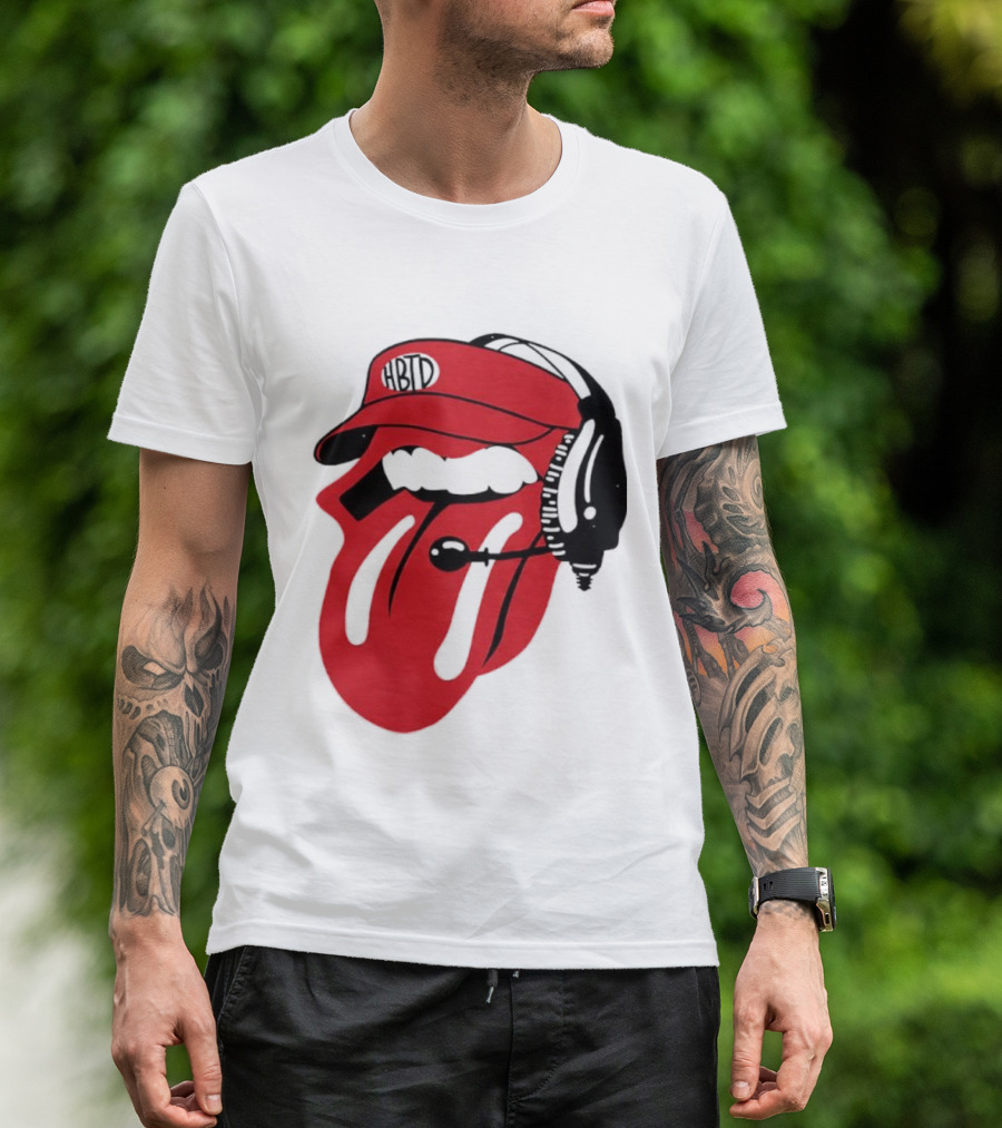 Red Hat Tongue Out Georgia Football Headset T-Shirt