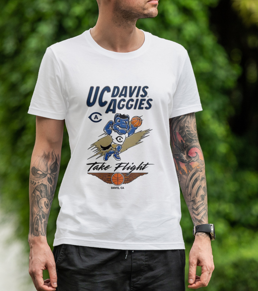 UC Davis Aggies Basketball Mascot Take Flight Davis CA T-Shirt