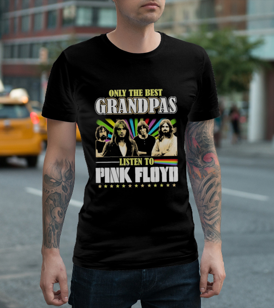 Only The Best Grandpas Listen To Pink Floyd Vintage Band Design T-Shirt