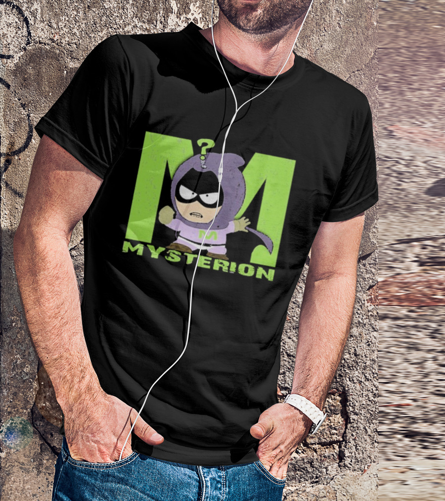 South Park Mysterion Character Pose With Green M Logo T-Shirt