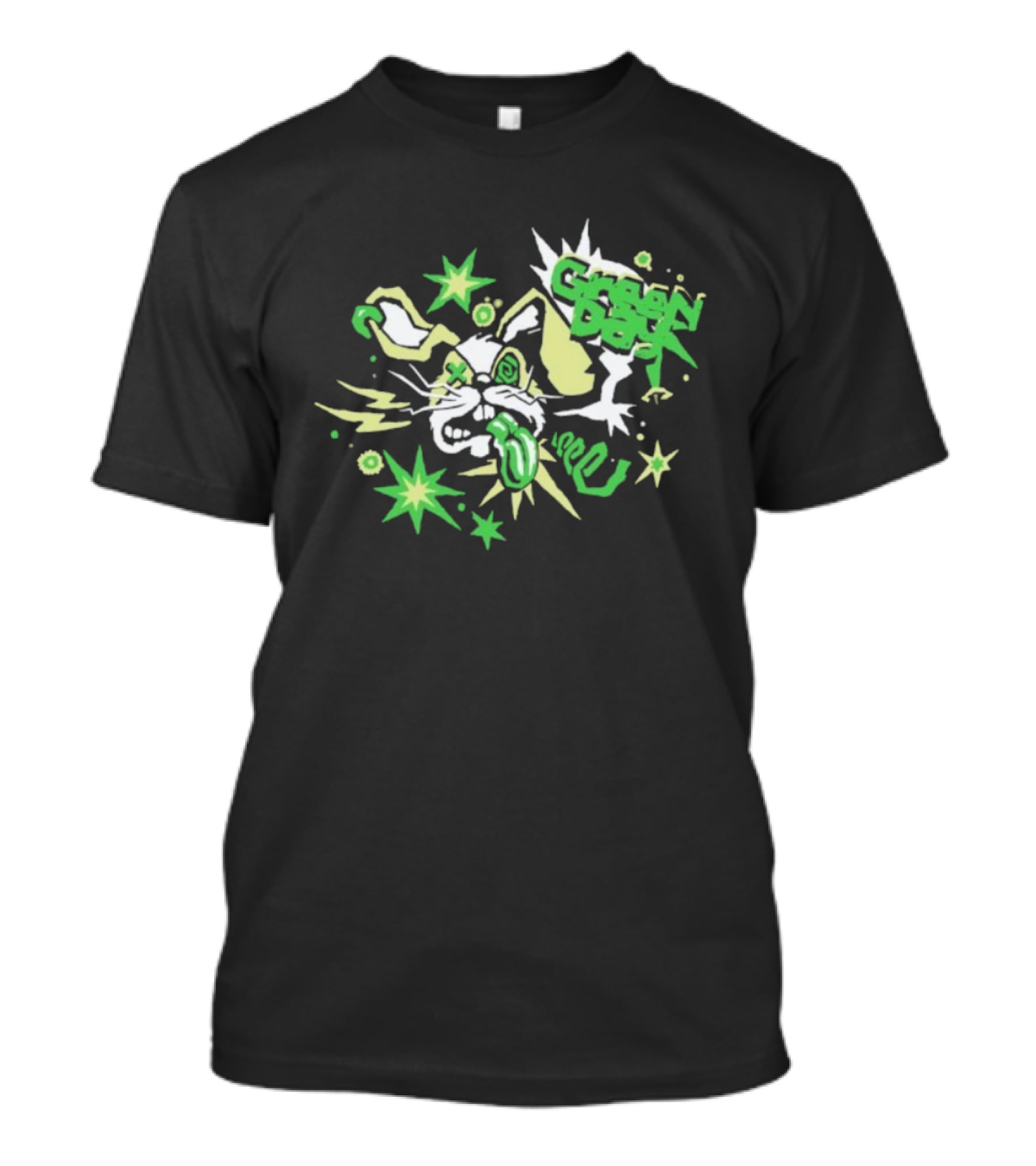 Green Day Buzzed Bunny Energetic Cartoon Explosion T-Shirt