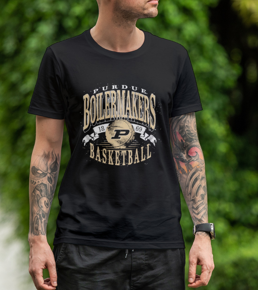 Purdue Boilermakers Basketball P Logo Vintage Style T-Shirt