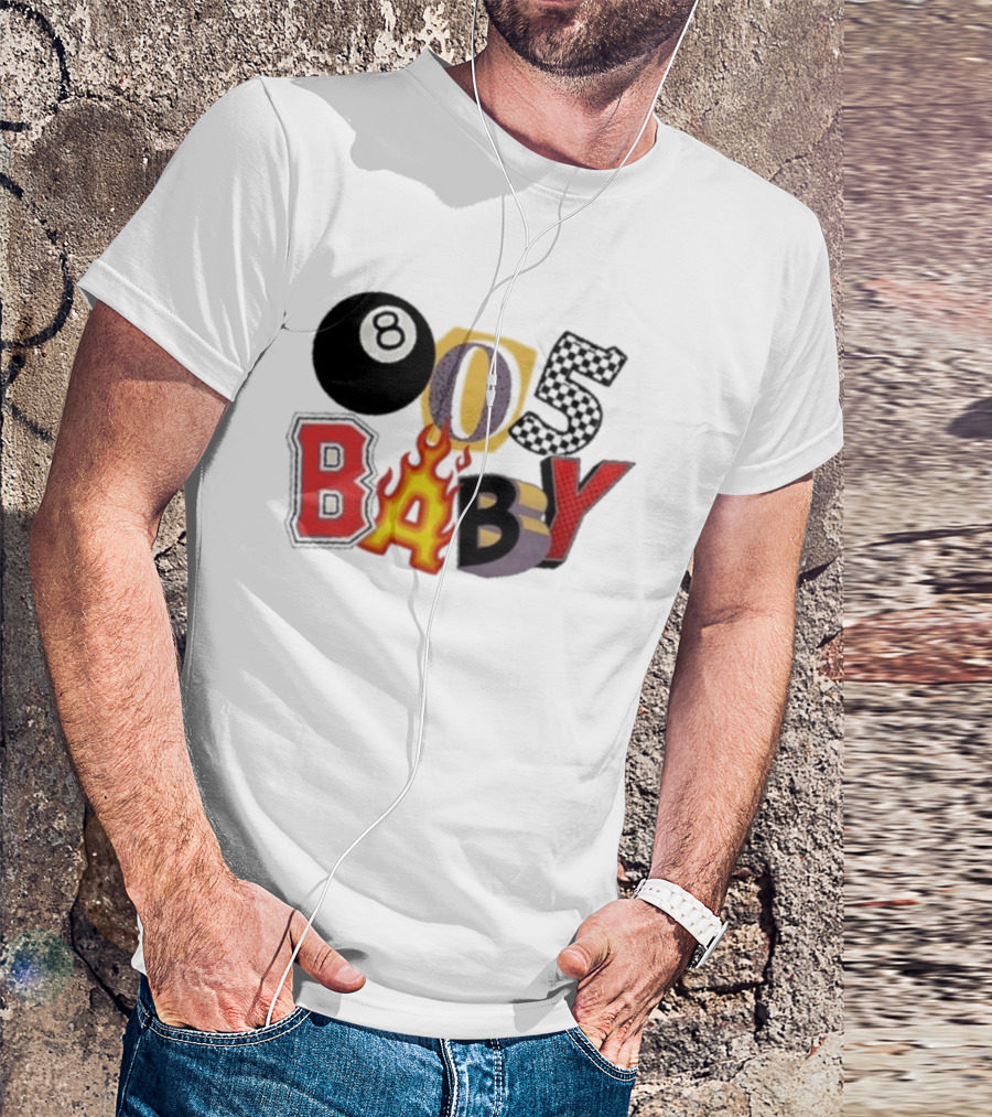 Big Time 805 Baby Eight Ball Fire Letters Retro Style T-Shirt