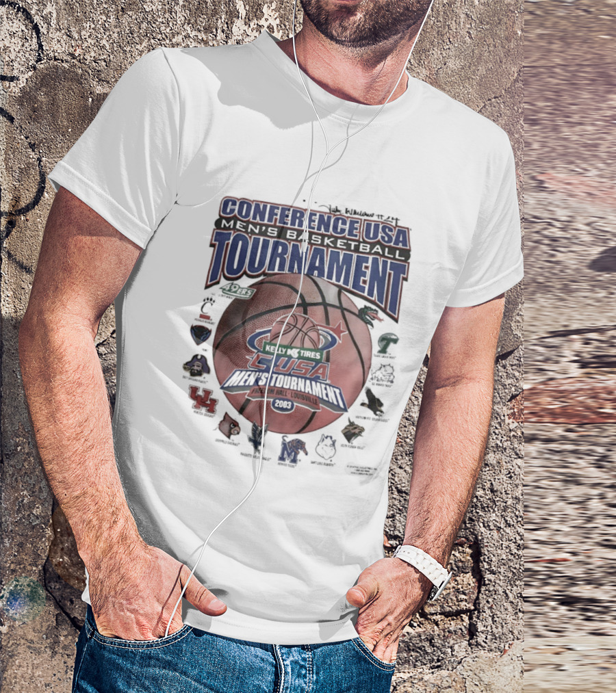 Conference USA Men's Basketball Tournament 2003 Freedom Hall Louisville Team Logos T-Shirt