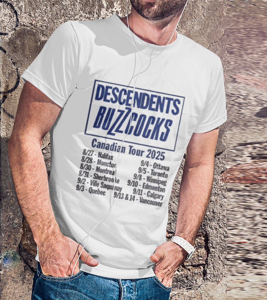 Descendents Buzzcocks Canadian Tour 2025 Halifax To Vancouver Concert Dates T-Shirt