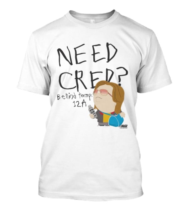South Park Need Cred Behind Temp 12A Character Holding Microphone T-Shirt