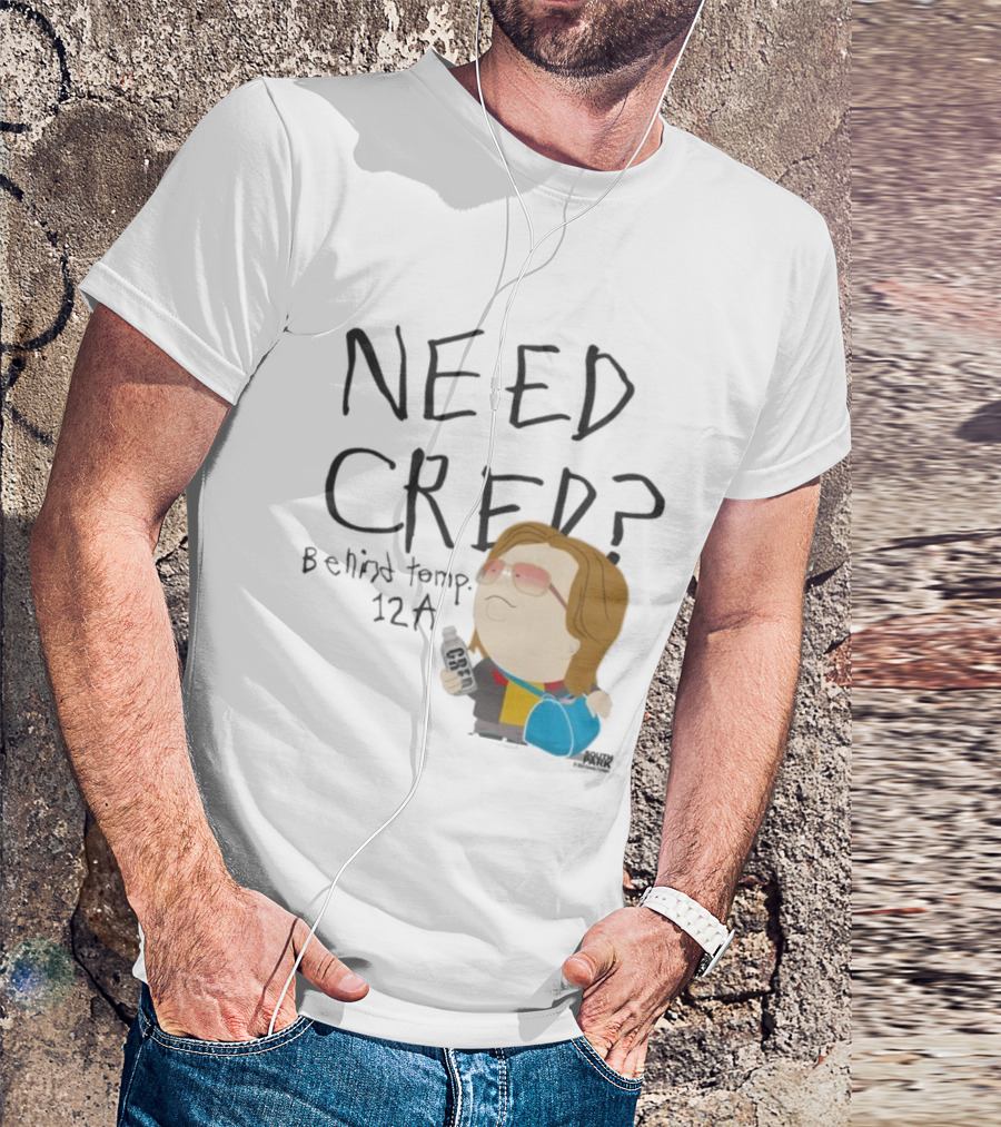 South Park Need Cred Behind Temp 12A Character Holding Microphone T-Shirt