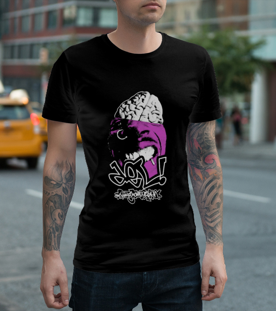 DEL Both Sides Of The Brain Face and Brain Graphic T-Shirt