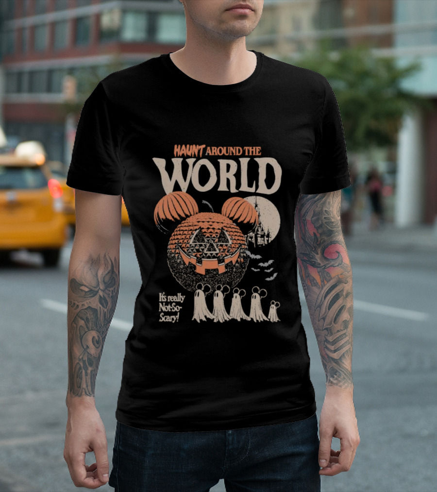 Mickey Inspired Pumpkin Ghosts Happy Haunt Around The World Halloween T-Shirt