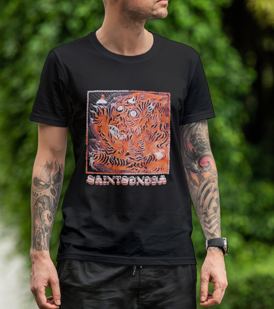 Saintseneca Dream Tiger Psychedelic Orange Tiger With Castle T-Shirt