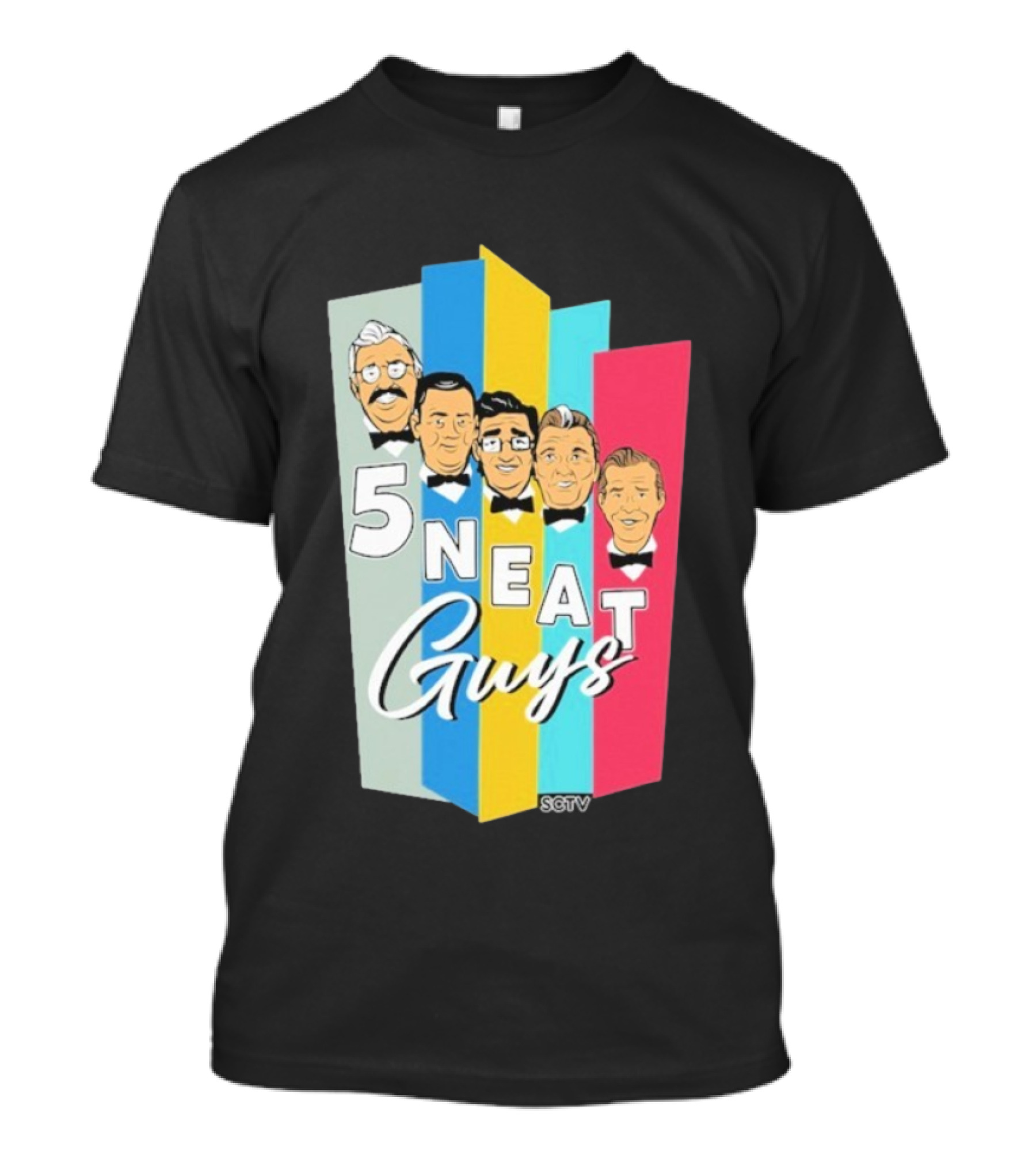 SCTV 5 Neat Guys Bow Tie Graphic Comedy Series T-Shirt
