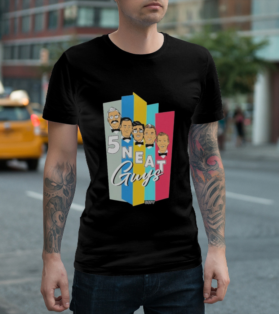 SCTV 5 Neat Guys Bow Tie Graphic Comedy Series T-Shirt