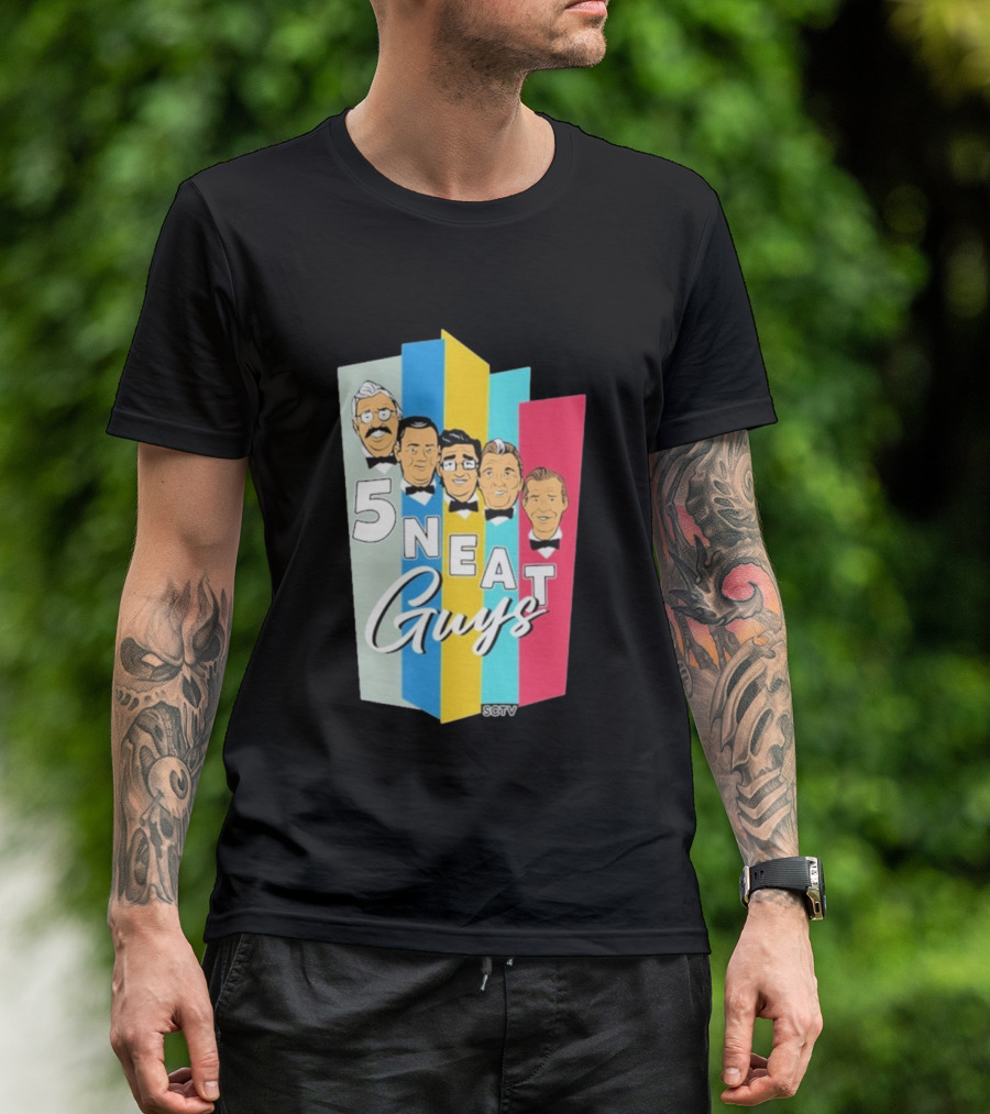 SCTV 5 Neat Guys Bow Tie Graphic Comedy Series T-Shirt