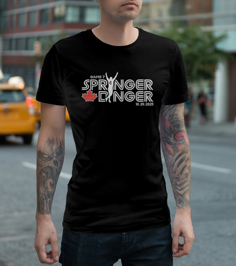 Game 7 Springer Dinger 10.29.2025 Red Maple Leaf Celebratory Silhouette T-Shirt