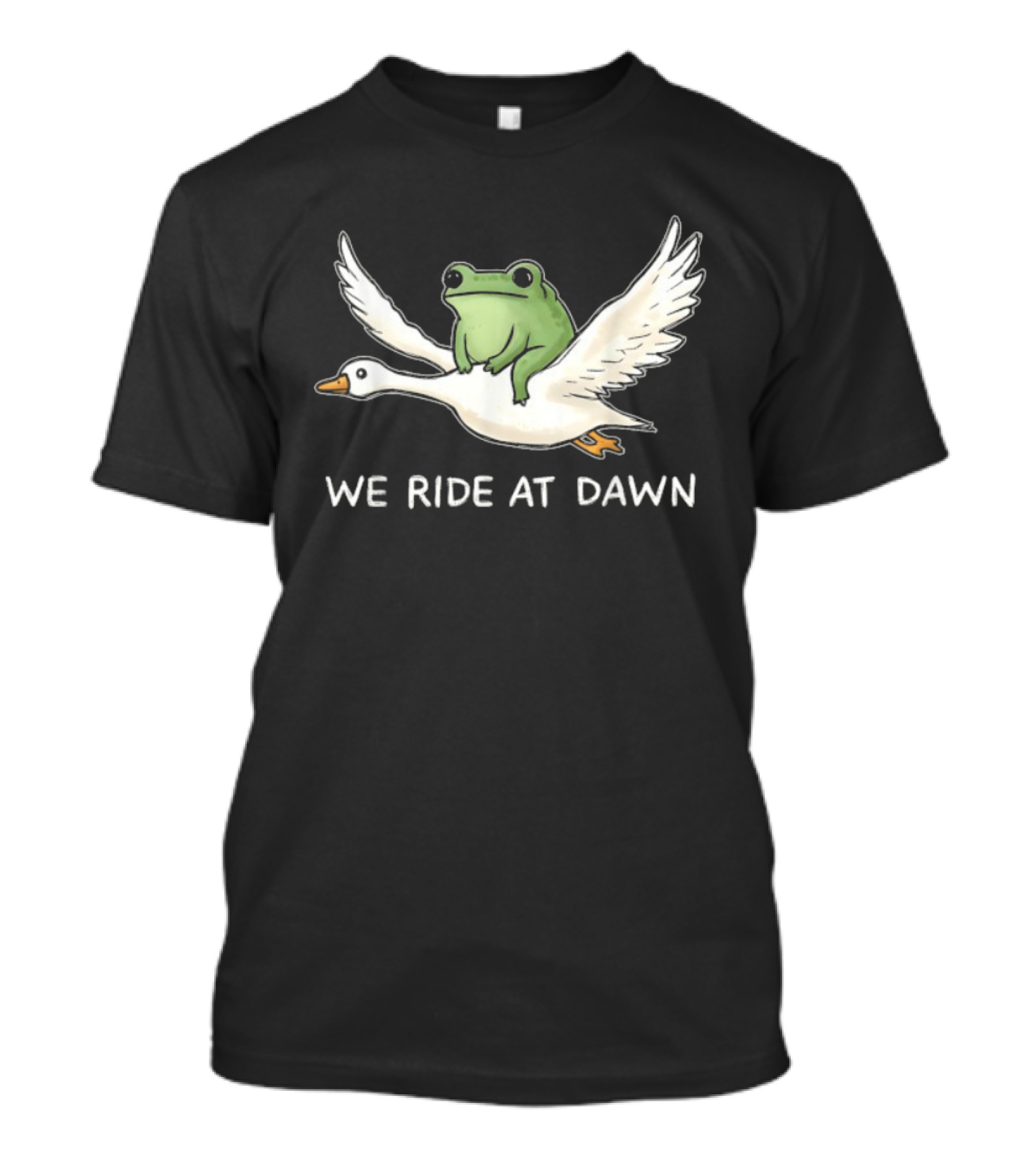 We Ride At Dawn Frog Riding Goose Funny Animal Adventure T-Shirt