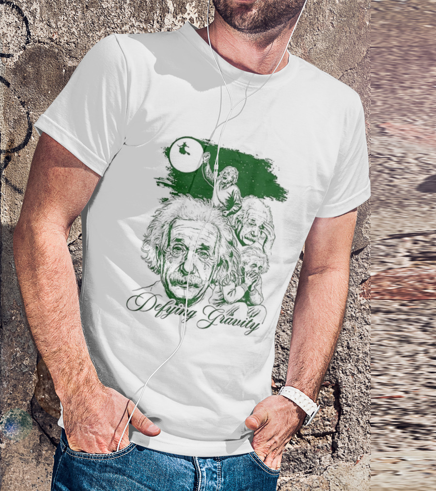 Defying Gravity Einstein Sketch Face With Gravity Concept T-Shirt
